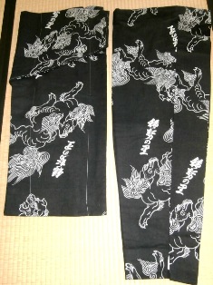ゆかた地を作務衣に仕立て